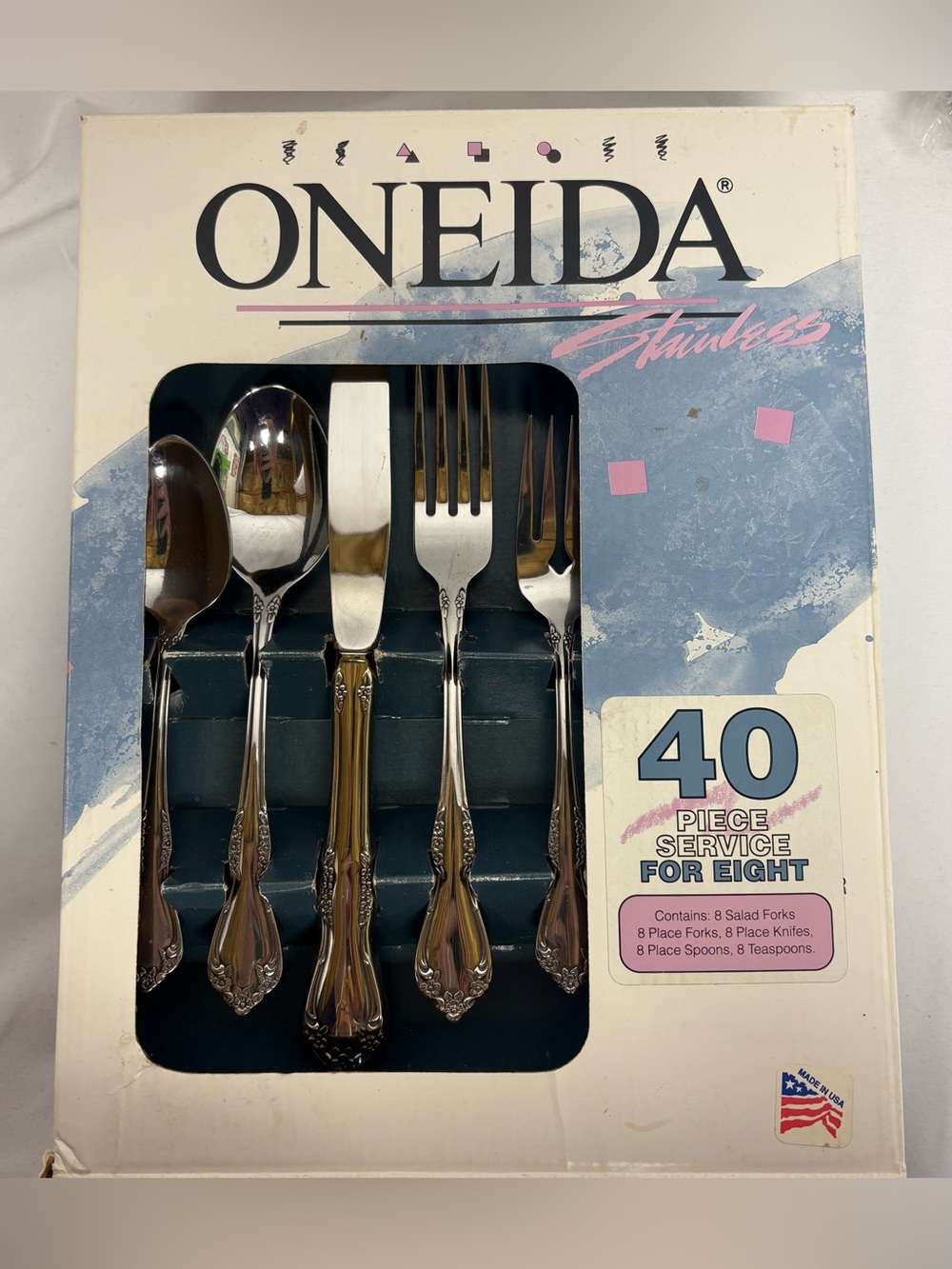 Oneida Rogers Delux Stainless MANSFIELD 40 Piece Service for 8 Unused Flatware